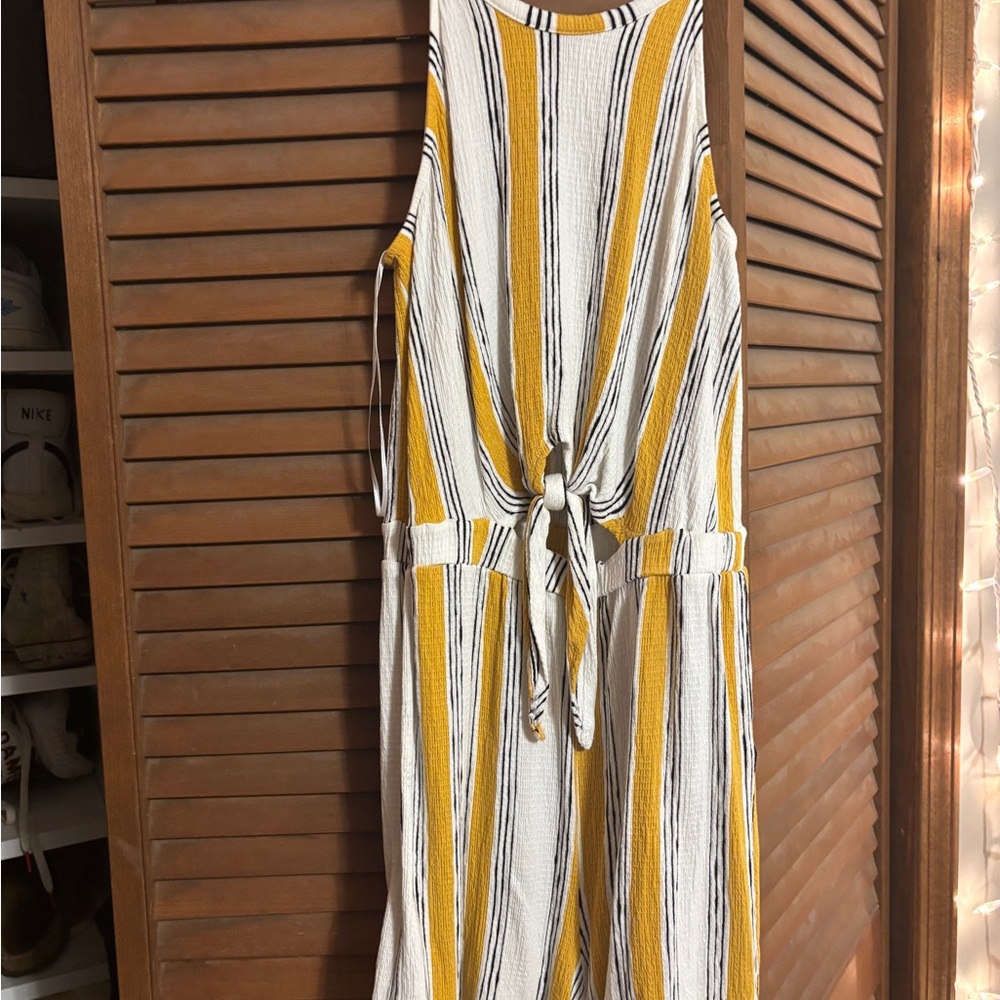 Striped Sleeveless Jumpsuit with Tie Front